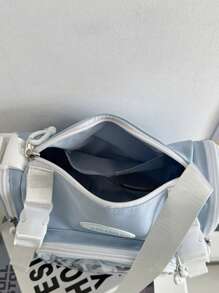 2025新款可爱学院风水桶包，适合女学生，10厘米娃娃侧挎包，透明时尚斜挎包，女士小钱包手提包，单肩包，女生书包，JK制服包带徽章展示板，尼龙材质包 - 白色 - 查看 8