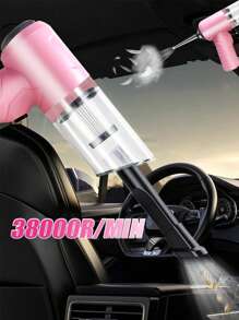 1pc Wireless Car Vacuum Cleaner Set, Powerful Suction Cyclone Filter Cleaning Machine, Mini Handheld Vacuum Cleaner Suitable For Car, Home And Office - Pink - View 3