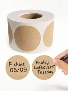 500张/1卷，1000张/2卷 牛皮纸圆形不干胶标签纸 商品分类 名称 贴纸标签