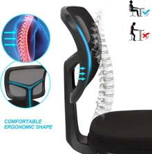 Office Chair For Home,Swivel Desk Chair For Bedroom Adjustable Height Mesh Chair Home Office Chair No Arms Computer Desk Chair For Kids/Adults,Removable Padded Seat,Home/Office Furniture - Black - View 3