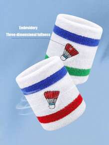 Men's Badminton Embroidered Wrist Sweatbands, Elastic Moisture-Wicking Thick Fleece Wrist Bands, Multiple Colors Available, Suitable For Basketball, Tennis, Baseball, Softball, Volleyball, Soccer, Running, Golf, Yoga, Archery, Gym, Weightlifting And Other Sports
