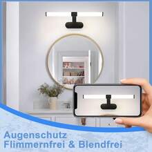 Luz de espejo LED para el baño - Luz de pared para baño negra 40/60CM Lámpara de pared para baño 6W Moderna resistente al agua IP44 Luz de pared blanco neutro 4000K, adecuada para sótanos, cocinas y armarios de baño.