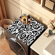 1pc Absorbent Drying Mat, Laundry Room Printed Washing Machine Dust Cover, Countertop Absorbent Tablecloth, Refrigerator Absorbent Quick-Dry Mat, Microwave Oven Dust Cover, Modern Washing Machine & Dryer Top Cover