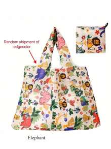 1 件动物水果购物袋杂货袋可折叠尼龙可洗超大可爱手提包购物用品可爱节日袋带手柄大号布礼品袋可爱杂货袋 - 彩色 - 查看 3