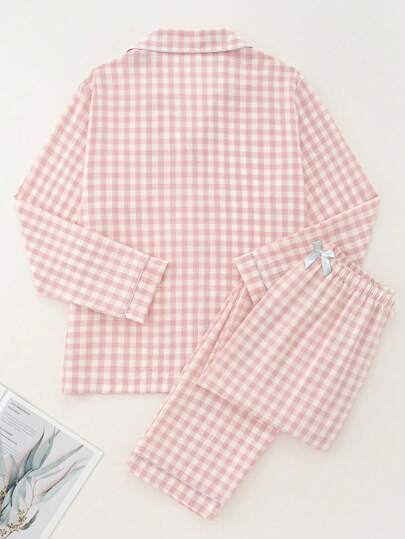 Women Long Sleeve Top Pants Pajama Set, Loose Fit Homewear Lapel, Com Tafel Home Outings, Fall Clothes view 7