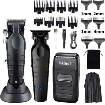  Cortadora de pelo profesional KEMEI, recortadora de pelo, set de afeitadora de barba para hombres, cortadora inalámbrica eléctrica de peluquero, recortadora de barba recargable, kit de corte de cabello KM-2299, KM-2296, KM-1102