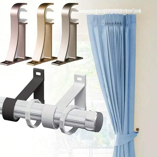 1 Paar Gardinenstangen-Seitenhalterung, schweres Aluminiumlegierung Zubehör, erfordert Montage mit Bohren