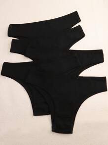 5 pezzi di biancheria intima a vita media nera per donna, di colore solido, traspirante, comoda e sexy, con design a T molto elastico