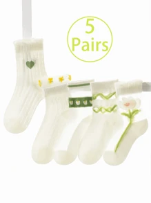 5 Pairs Children's Socks For Spring And Summer, Ultra-Thin Short Socks For Summer, Girls' Sports Socks, Rainbow Socks, Ice Silk Glass Stockings, Breathable Girls' Socks, Crystal Stockings Suitable For Summer, Children's Day Gifts - Multicolor - View 2