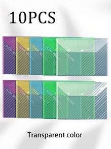 Thickened Random Color File Bags A4 Transparent Waterproof Snap Button File Bags Large Capacity Office Data File Bags Student Paper Bags, Back To School Supplies, Kawaii Stationery, School Colors, Stationery - Multicolor - View 14