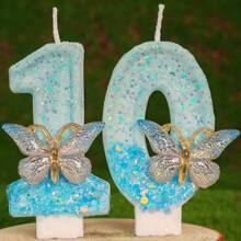 1 nến sinh nhật số, nến trang trí hình bướm số 0-9, đồ trang trí bánh số ưa thích cho bữa tiệc lãng mạn, nến số cho bánh tiệc kỷ niệm lễ hội, quà tặng số lấp lánh cho lễ tốt nghiệp, đám cưới - Con bướm đầy màu sắc - Xem 4