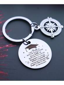 Graduation Gift Compass Keychain For Him/Her, Class Of Student Inspirational Keyring, Stainless Steel, Casual, Cute, Elegant, Suitable For Graduation Party Car Accessories Bag Charm School