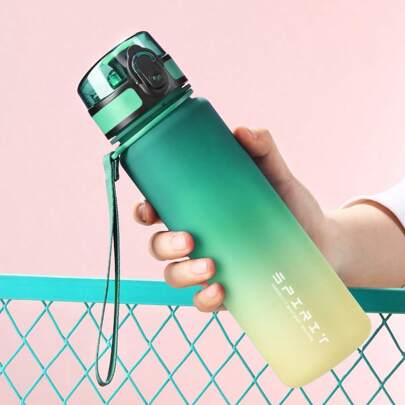 1pc 500ml/650ml/1000ml Large Capacity Gradient Color Plastic Water Bottle, Outdoor Sports Water Cup, Directly Drinkable Water Bottle, Convenient To Hold