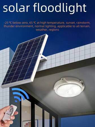 1 pieza Luz de techo LED con energía solar, material de ABS con temporizador y control remoto, poderosa decoración para jardín al aire libre, adecuada para porche del hogar, luz de emergencia para camping (tamaño pequeño con batería 18650-800mAh, tamaño mediano con batería 18650-1200mAh, tamaño grande con doble batería 18650-1200mAh)