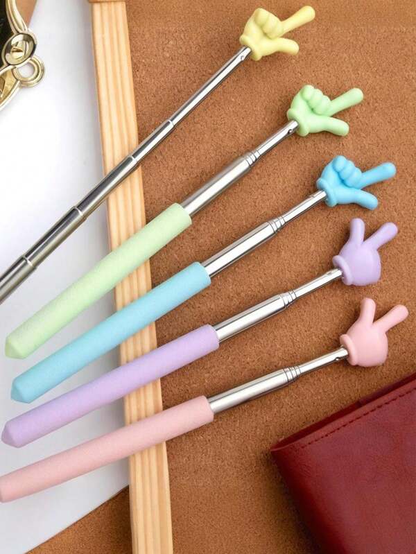 5pcs Retractable Pointer Stick For Classroom, Extendable Pointing Stick, Ideal For Teachers, Telescoping Hand Pointer, Extendable Supplies For Reading, Birthday Gifts(Random Color)