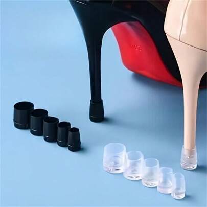 Protectores de tacón de silicona - Antideslizantes, reducción de ruido, múltiples tamaños, reparación de punta redonda, tacón fino, cubiertas de tacón para tacones altos, almohadillas de protección del talón trasero, silencioso y resistente al desgaste, protectores de tacón fino, salvavidas antirruido para mujeres