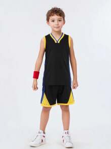 2pcs Boys Personalized Basketball Jersey, Kids Summer Sports Suit, Black Sleeveless Basketball Set, Boys Vest Set Custom, Student Basketball Match Team Uniform Custom, Sleeveless Vest Custom Text, Boys Basketball Shirt, Black Basketball Suit, Student Basketball Uniform Custom Name, Basketball Uniform, Student Basketball Uniform, Boys & Girls Basketball Uniform, Children Basketball Uniform, Girls Basketball Jersey, Girls Personalized Basketball Jersey