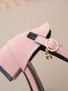 1 pereche de sandale cu toc înalt, din catifea, cu închizătură cu cârlig pentru o încălțare/descălțare ușoară, sandale elegante cu toc gros, pentru sărbători și purtare zilnică