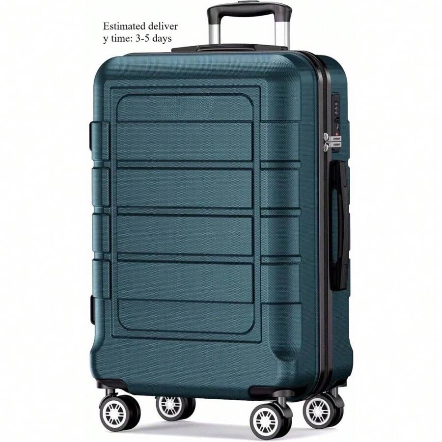 Cabin Case Hand Luggage Carry On Suitcase 4 Wheel Lightweight With Lock - Green - View 1