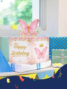 1Set Pink Butterfly Birthday Money Box For Cash Gift Pull, Surprise Money Gift Boxes With Pull Out Happy Birthday Day Card And 30Pcs Transparent Bags, Fun Way To Give Money Gift For Your Loved Ones, Birthday Party Decoration Gift, Surprise Box