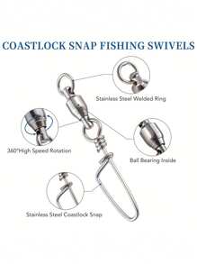 Goture 20pcs Stainless Steel Fishing Ball Bearing Swivel With Coastlock Snap - Light Grey - View 6