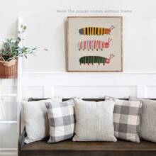 1PC 彩色昆虫艺术海报，毛毛虫印花，儿童房装饰，昆虫艺术，适用于客厅、沙发、电视柜、卧室、书房、床头柜桌面装饰，简约风格装饰木板画，墙壁艺术海报 - 1pc - 查看 10