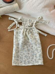 Breathable Mesh Floral Print Dog/Cat Tank Top, Pet Clothes For Small Dogs And Cats, Suitable For Spring/Summer - Baby Blue - View 1