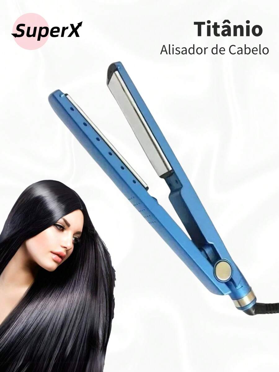 Professional Ceramic Hair Straightener Nano Titanium 450 Degrees Bivolt 110V/220 Volts Blue - Màu xanh lam - Xem 1
