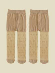 2 件装女童星星印花紧身裤，弹力纯色紧身裤，适合日常穿着，春夏季