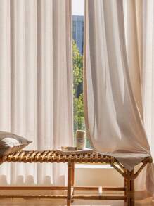 1 pieza Cortina translúcida de estilo japonés minimalista moderno de imitación de lino, que permite el paso de la luz y preserva la privacidad, con aislamiento térmico, adecuada para sala de estar y dormitorio como divisor de ambientes