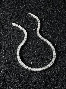 1 Pc Men's Hip Hop Style Square Rhinestone Patchwork Chain Necklace - Style a - View 2