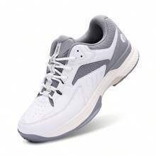 FitVille Men's Extra Wide Fit Tennis Badminton Squash Shoes Non Slip Sports Trainers For Volleyball Pickleball Grey&White - Grey/White - View 9