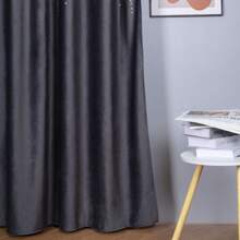 Modern Luxury Velvet Light-Filtering Curtains With Gold And Silver Foil Print, 1 Panel, 140x250 Cm, Semi-Opaque, Heat-Insulating, Noise-Reducing, Privacy-Protecting, For Living Room, Bedroom And Dining Room