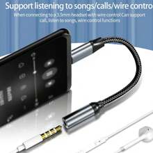 Lightning/Type C To 3.5mm Audio Jack Headphone Converter Adapter Suitable For All Type C/Lightning Smartphone Models Including IPhone And Android Phones - Black - View 3