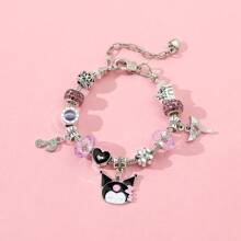 Sanrio 1pc Cute Sanrio Kuromi Charm Bracelet, Cartoon Anime Bracelet Jewelry Gift For Girlfriend, Precise Diamond