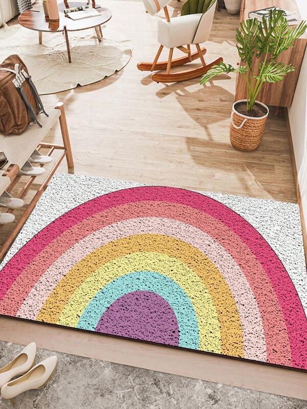 1 stuk deurmat met regenboogpatroon, eenvoudige entreemat van pvc-materiaal, antislip, sneldrogend, wasbaar, binnen- en buitengebruik, decoratieve deurmat, geschikt voor entree, keuken, badkamer, gang, binnenplaats, terras, alle seizoenen, terug naar school