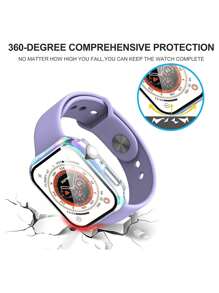 1pc Watch Protective Case Compatible With Apple Watch Ultra 3/ 2/ 1 /SE Series /S10 /S9/ S8 /S7 /S6/ S5/ S4/ S3/ S2/ S1, Colorful Gradient Magical Color Transparent PC Hard Material With Tempered Glass Screen Protector, Full Protection Against Scratch, Collision, Dust For Outdoor Sports, Yoga, Fitness, Party Etc. Suitable For Men And Women, 38mm 40mm 41mm 42mm 44mm 45mm 46mm 49mm Watch Protection Cover, Fashionable New Global Bestselling Apple Watch Protective Case