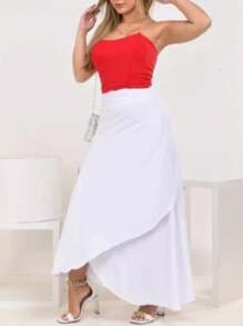 VISCOLINHO WRAP SKIRT WITH SLIT LINING - WHITE - Blanco - Ver 1