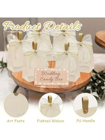 20/30ชิ้น กล่องคาราเมลงานแต่งงาน กล่องของขวัญงานแต่งงานที่หวาน มีด้ามจับและริบบิ้น ของชำร่วยงานปาร์ตี้กล่องคาราเมลสำหรับตกแต่งงานแต่งงาน งานฉลองคลอดบุตรงานฝ่ายเจ้าสาว กล่องห่อ ตกแต่งงานแต่งงาน อุปกรณ์งานแต่งงาน ของชำร่วยงานแต่งงาน