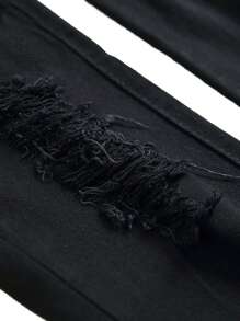 Toddler Boys' Solid Distressed Denim Jeans, Active & Breathable Comfortable Jeans, Suitable For Outdoor Activities