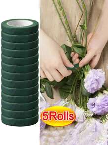 5/12 Rolls Green Floral Tape, Self-Adhesive Paper Stem Tapes For Artificial Flower Staminodes Wrapping, DIY Bouquets And Floral Craft
