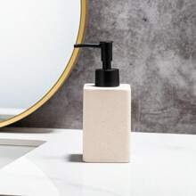 1pc Ceramic Hand Soap Dispenser, Distinctive Stone-Like Appearance, High Quality, Empty Bathroom Shower Gel Pump Bottle, High Aesthetics Matte Black & White Lotion Refill Bottle, Portable Accessories Storage