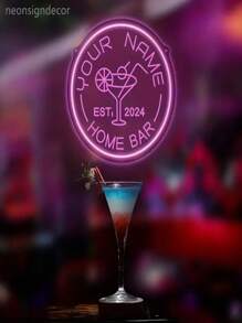 Customized Cocktail Logo LED Light, Personalized Round Decorative Neon Sign, USB Powered No Battery Required, Acrylic Material, Easy Installation, Suitable For Bars, Pubs, Lounges And Night Markets,Colorful,Kawaii,Minimal Chic,Cute,Custom,Personalized,Unique,Ideal Gifts For Him,Ideal Gifts For Her,Her,Boyfriend,Girlfriend,Family,Friends,Nightlight,Neon Lights,Home Goods,Room Decor,Holiday Decor,For Anniversaries,For Birthdays,For Weddings - Custom Neon Lights - View 8