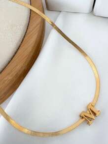 Laminated Ribbon Necklace With Initials, 18k Gold Plated And 925 Silver - 金色 - 查看 9
