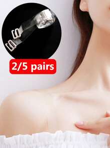 [2 pares/5 pares] Juegos de tirantes de sujetador transparentes y ajustables - Anchos, antideslizantes, invisibles para lencería - Multicolor - Ver 10