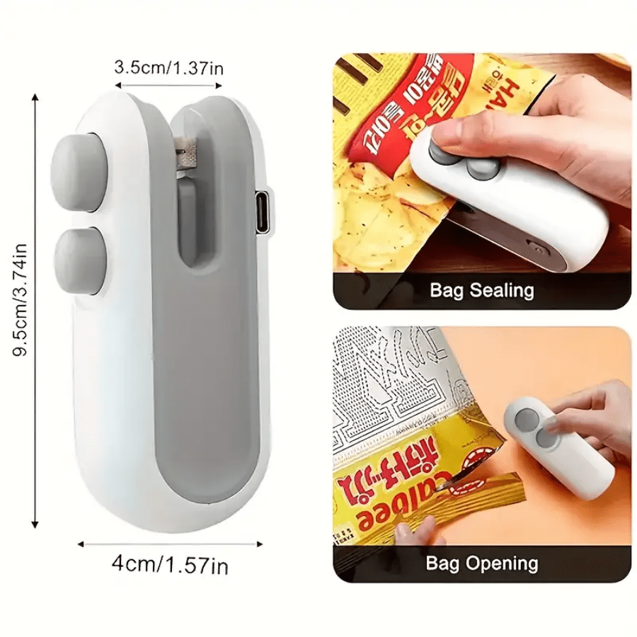 SOKANY Nueva máquina selladora de bolsas caliente mini, máquina de sellado de almacenamiento, máquina de sellado portátil, para empaquetar y sellar alimentos y aperitivos, 2 en 1 sellador recargable de bolsas de aperitivos, alimentación por USB para sellado y corte con calor, batería de litio de 16W y 300mAh, plástico, almacenamiento compacto de alimentos, frescura duradera.