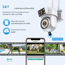 1pc Cámara WiFi 8MP doble lente videovigilancia IP cámara doméstica al aire libre ai detección humana seguimiento automático visión nocturna cámara impermeable al aire libre - Blanco - Ver 8