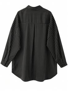 Camisas de manga larga negras para mujer, sencillas y con estilo para uso diario casual - Negro - Ver 7