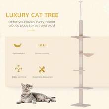 Floor To Ceiling Cat Tree For Indoor Cats 5-Tier Kitty Tower Beige - Beige - View 3