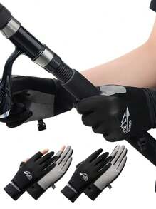 1 Pair Outdoor Sports Cycling Fishing Gloves, Sweat-Absorbent Breathable Quick-Drying Fitness Gloves